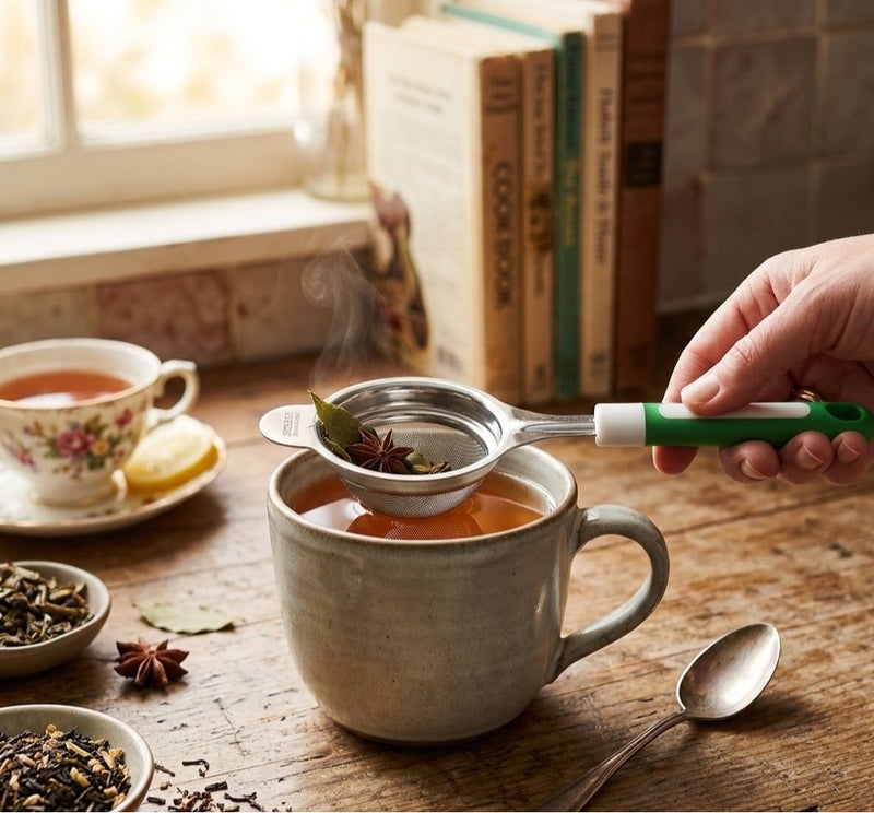 ديسينت ديسنت ستينلس ستيل تي ستراينر ويذ فاين ميش آند هيت ريزِستَنت هاندل | رييوزبل تي فلتر فور لوس تي، هيربس آند سبايسز - Image 5