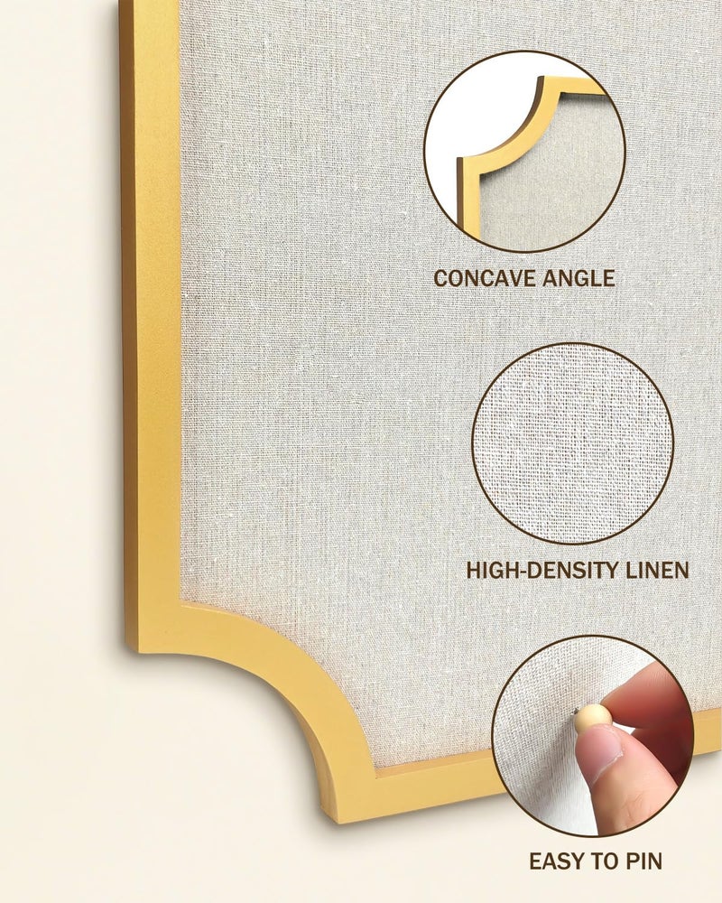 TORASO Linen Bulletin Board, Large 20"x30" Pin Board for Walls, Fabric Bulletin Board for Home Kitchen Office Decorativeï¼ŒGold Frame Cork Board(Gold-5075) - Image 3