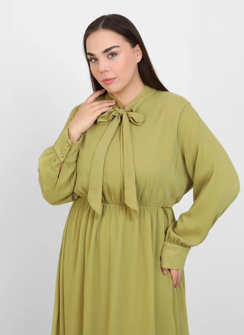 Alia by modanisa Olive Green - Plus Size Dress - Alia