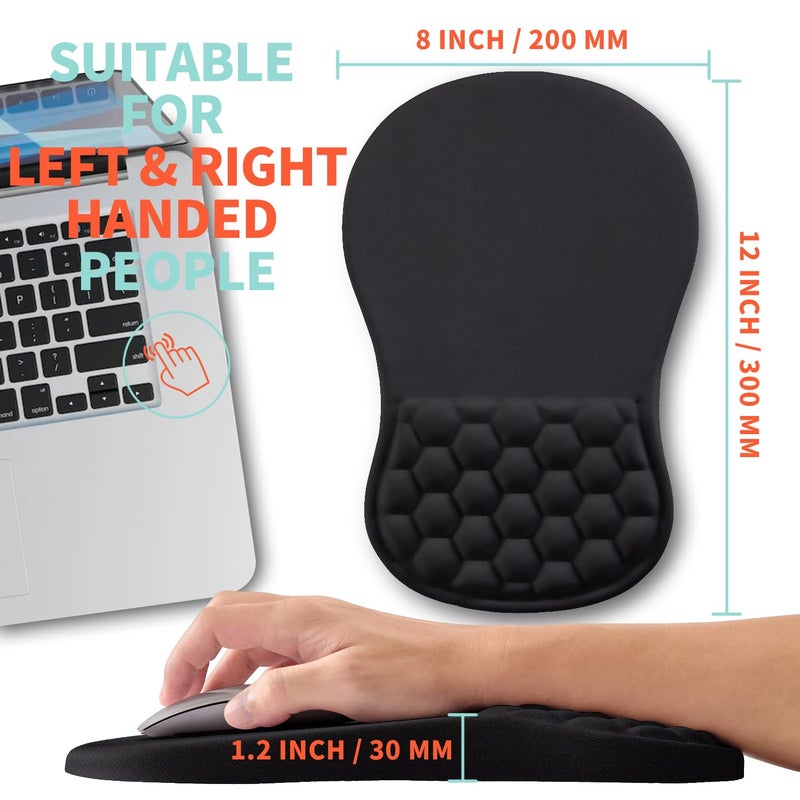 Kuosgm Ergonomic Mouse Pad Wrist Support with Memory Foam Massage Bulge, Carpal Tunnel Pain Relief Mousepad Wrist Rest for Mouse(12x8 inch, Black) - Image 5