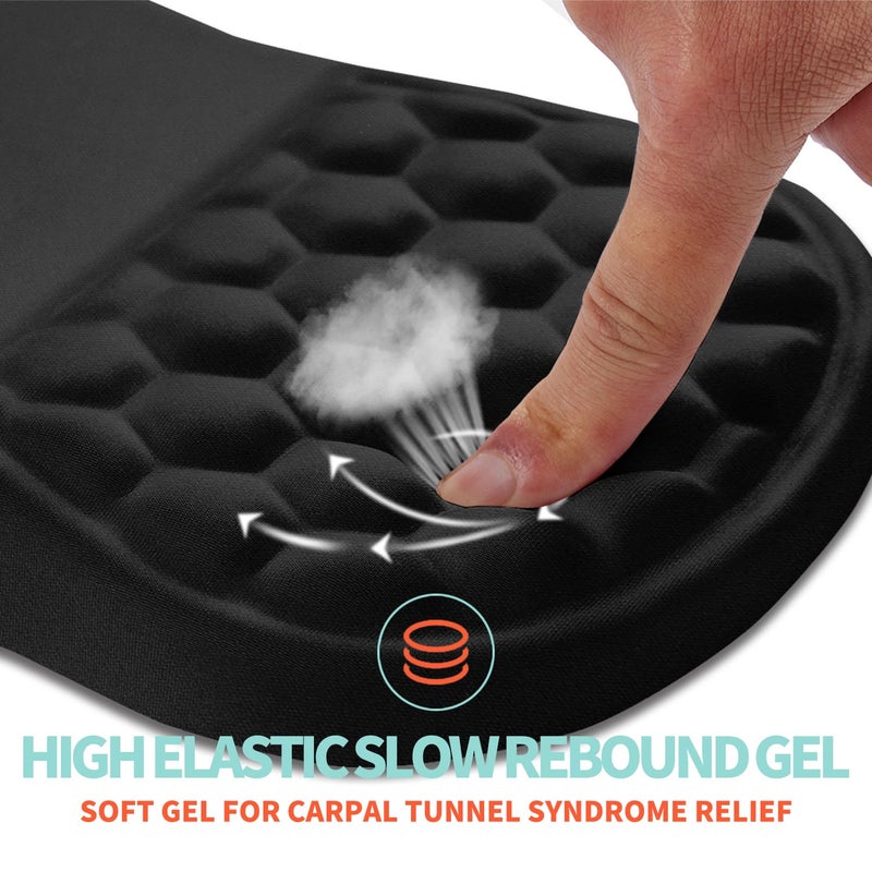 Kuosgm Ergonomic Mouse Pad Wrist Support with Memory Foam Massage Bulge, Carpal Tunnel Pain Relief Mousepad Wrist Rest for Mouse(12x8 inch, Black) - Image 2