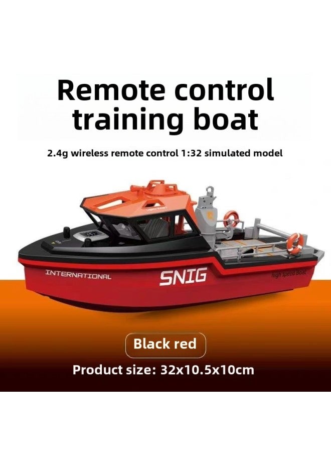 Brushless Turbojet High E Speed Remote Control Speedboat Children's Summer Waterproof Electric Cruise Ship Model Boy Gift Toy-Color:Turbojet Rescue Boat  Black And Red-Specification: Top Configuration  - Image 1