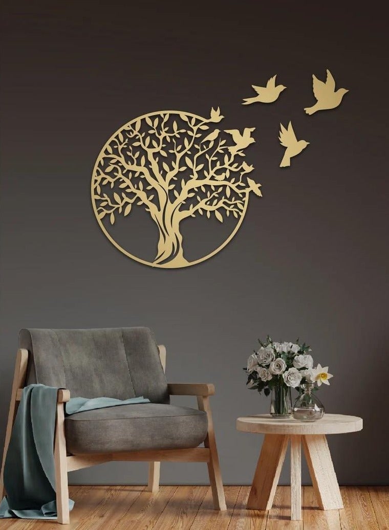 Mijioceon Tree of Life Metal Wall Art Decor Wall Hanging Family Tree Wall Decor Garden Sculptures for Living Room Bedroom Office 30 x 30 cm, Gold - Image 1