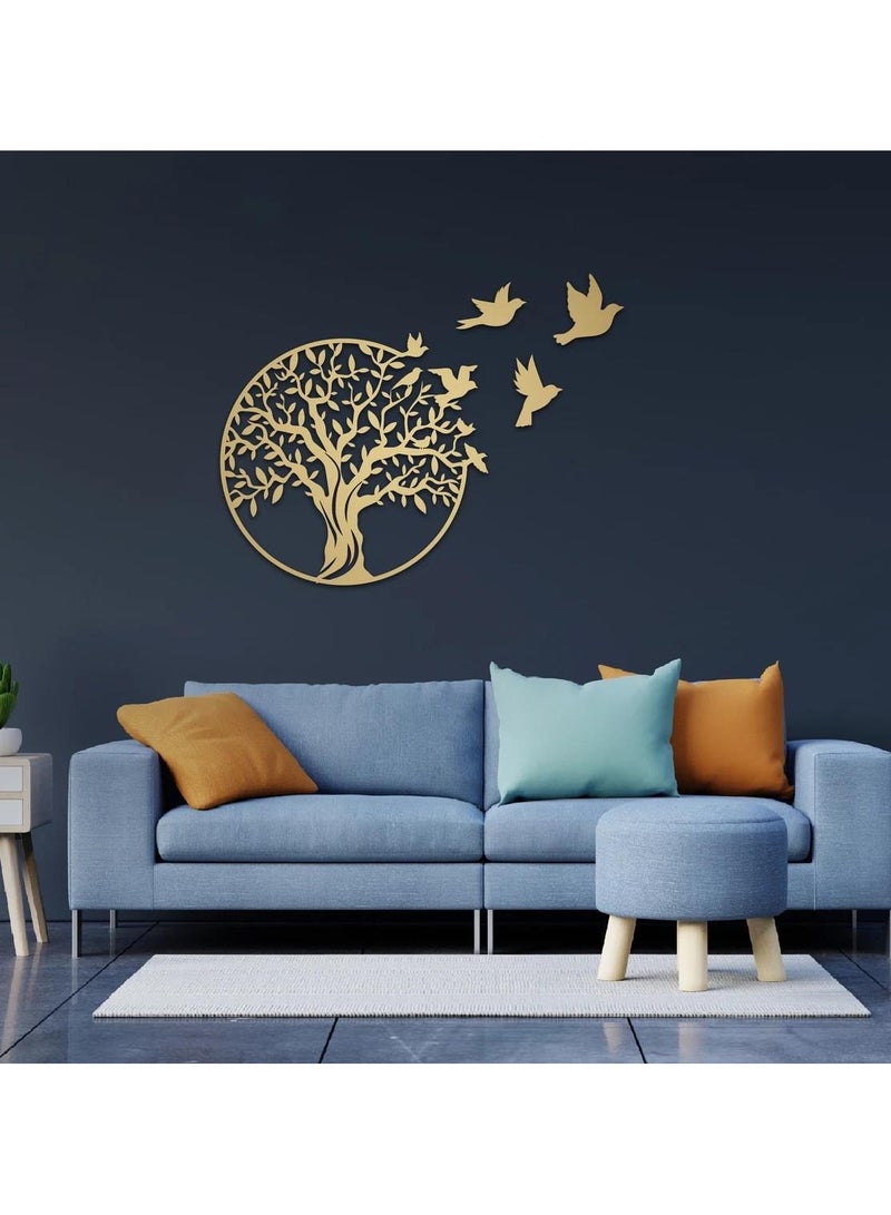 Mijioceon Tree of Life Metal Wall Art Decor Wall Hanging Family Tree Wall Decor Garden Sculptures for Living Room Bedroom Office 30 x 30 cm, Gold - Image 3