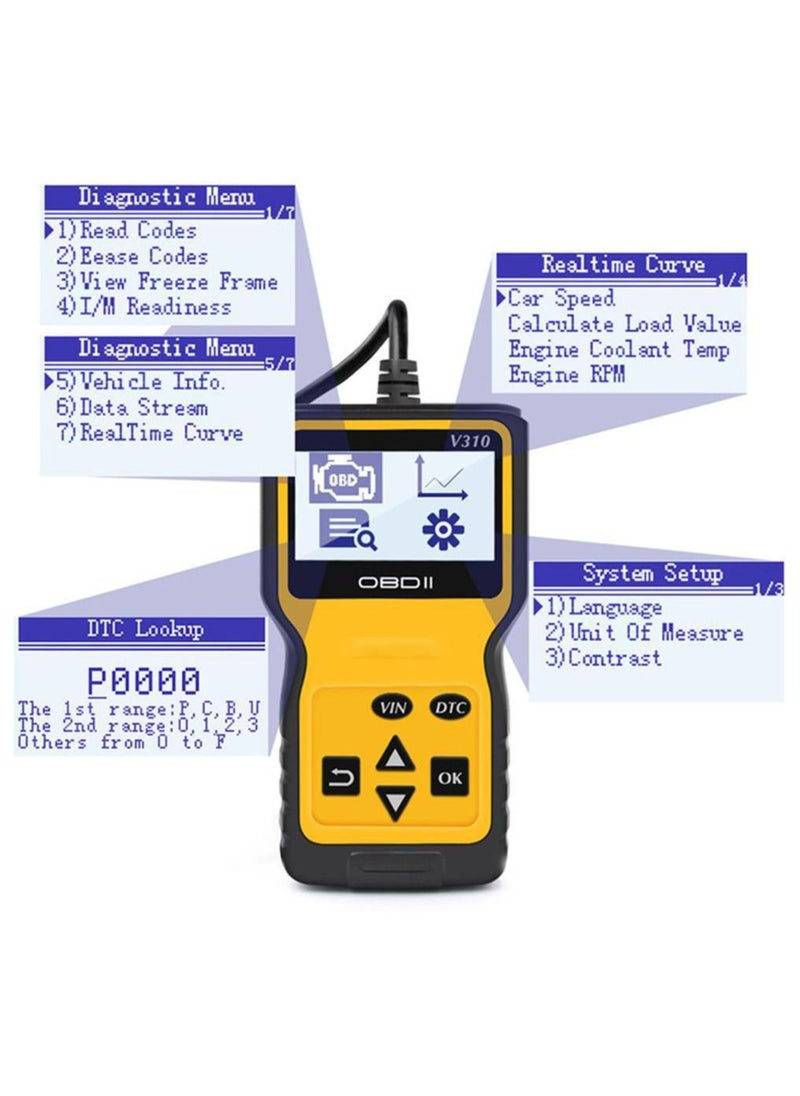 Car Trouble Code Reader, OBD2 Scanner Engine Diagnostics V310 Car Code Reader and Vehicle Car Engine Trouble Diagnostic Code Scanner Tool for All Cars