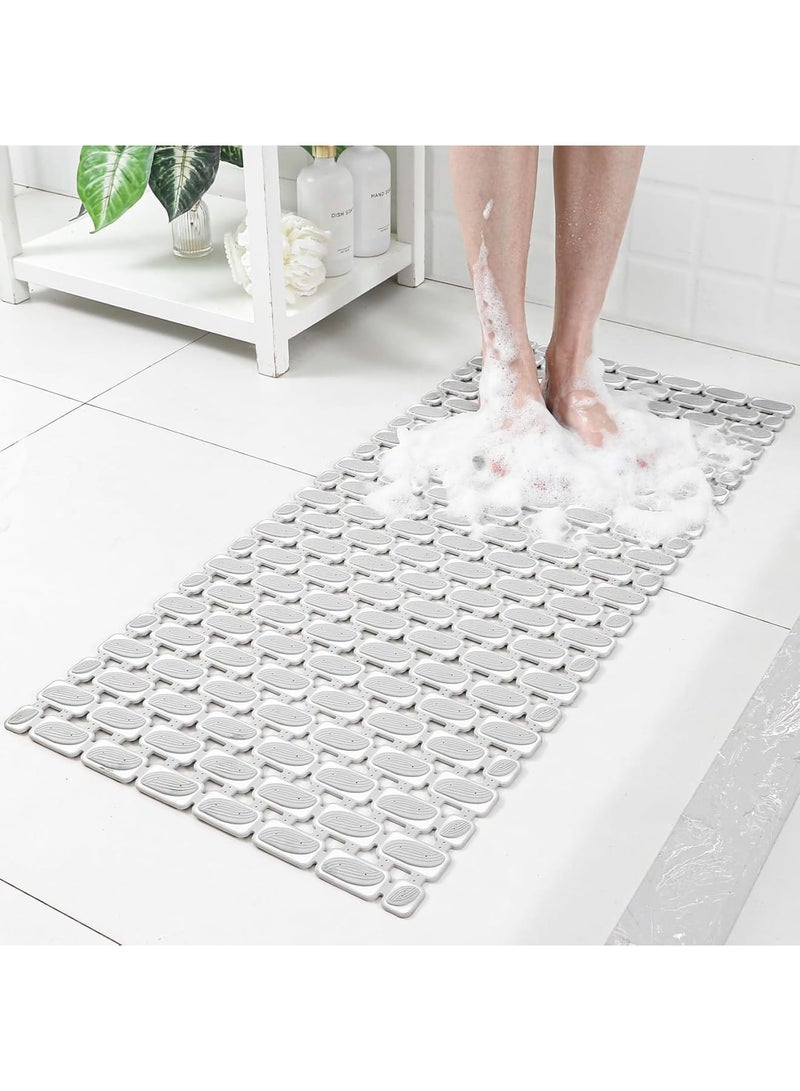 SYOSI Non Slip Shower Mat, Eco-Friendly Soft Bathtub Mat with Suction Cups and Drain Holes, Quick-Drying Bathroom Rug for Tub and Shower Safety, Easy to Clean, 36 x 16 Inch, Grey - Image 1