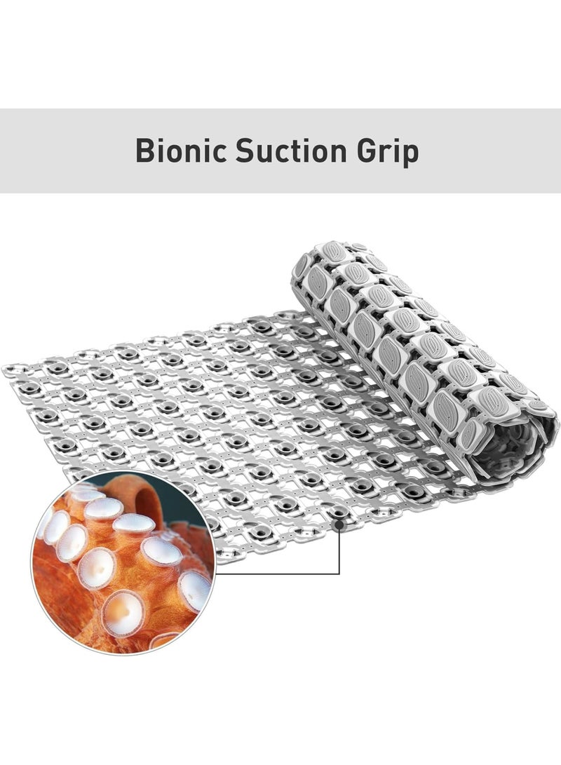 SYOSI Non Slip Shower Mat, Eco-Friendly Soft Bathtub Mat with Suction Cups and Drain Holes, Quick-Drying Bathroom Rug for Tub and Shower Safety, Easy to Clean, 36 x 16 Inch, Grey - Image 3