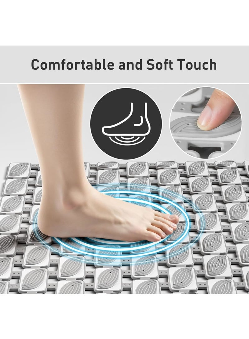 SYOSI Non Slip Shower Mat, Eco-Friendly Soft Bathtub Mat with Suction Cups and Drain Holes, Quick-Drying Bathroom Rug for Tub and Shower Safety, Easy to Clean, 36 x 16 Inch, Grey - Image 4