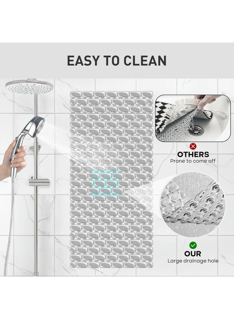 SYOSI Non Slip Shower Mat, Eco-Friendly Soft Bathtub Mat with Suction Cups and Drain Holes, Quick-Drying Bathroom Rug for Tub and Shower Safety, Easy to Clean, 36 x 16 Inch, Grey - Image 5