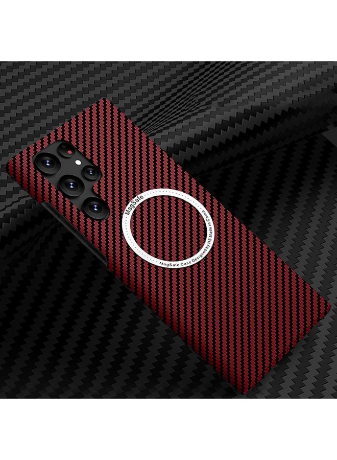 S-TOP Case For Samsung Galaxy S22 Ultra 5G Carbon Fiber Texture MagSafe Magnetic Phone Case - Image 1