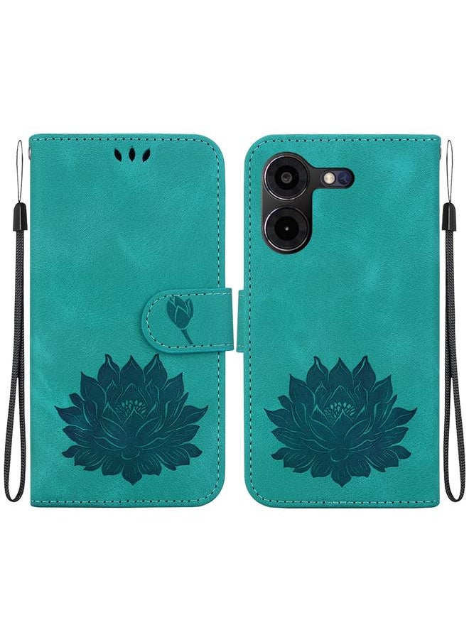erorex For Tecno Pova 5 Pro Lotus Embossed Leather Phone Case(Green) 