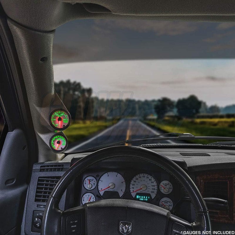 GLOWSHIFT Taupe Full Size Dual Pillar Gauge Pod Compatible with Dodge Ram Cummins 1500 2500 3500 2003-2009 - Factory Color Matched - UV Protected - Mounts (2) 2-1/16" (52mm) Gauges - Image 2