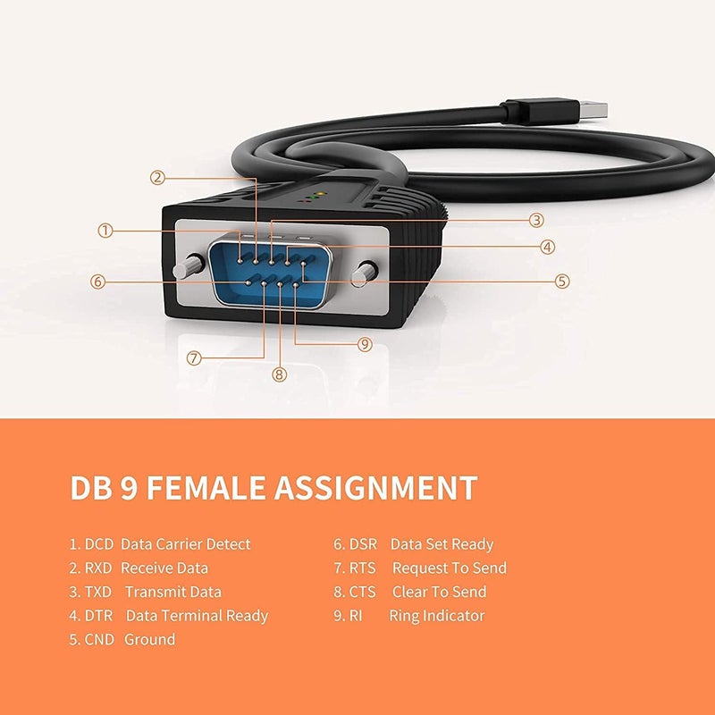 DriverGenius USB232A-B-A | USB to Serial (DB9) Adapter with 3 LEDs - Compatible with Windows 11 and macOS 15 ã€2-Piece/Packageã€‘ - Image 3