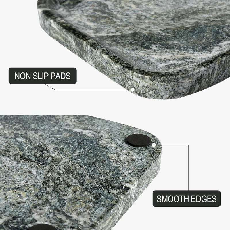 Koville Marble Tray, 12"x8" Natural Marble Vanity Tray for Countertop Bathroom Kitchen Dresser, Decorative Catchall Trays for Perfume Jewelry, Rectangular Stone Serving Tray(Green) - Image 5