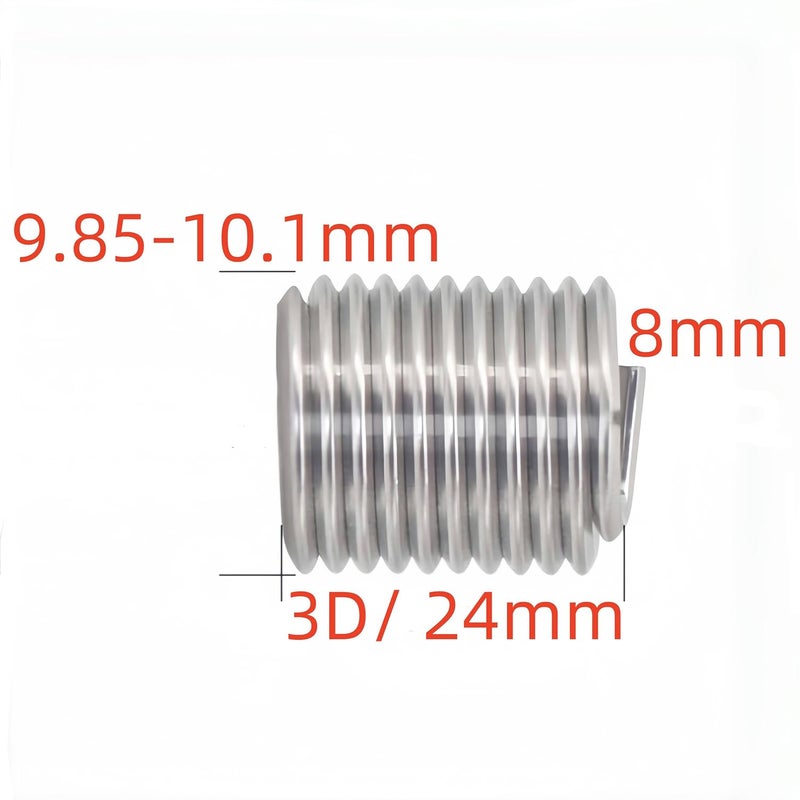 NACX M8 x 1.25mm x 3D Helicoil Wire Inner Thread Inserts, Coiled Wire Helical Screws, 304 Stainless Steel, Metric, 40Pcs - Image 2