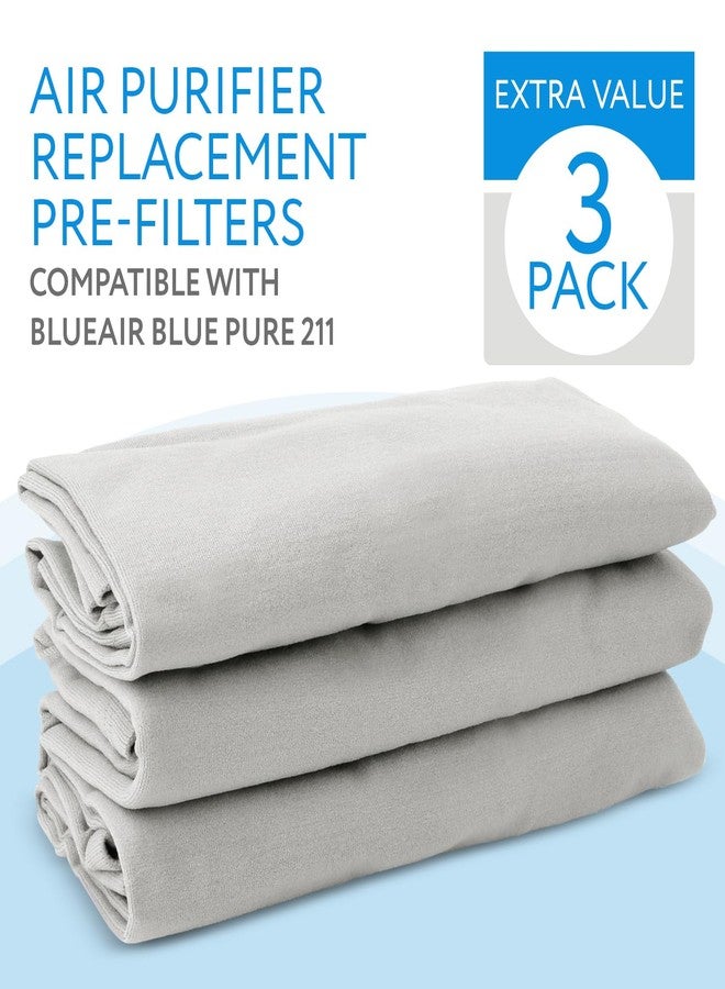 IMPRESA 3 Pack 211 Replacement Pre-Filters - Compatible with Blueair Blue Pure 211+ Air Purifier Filter - Lunar Rock Gray Fabric - Washable Slip-On Slip-Off Design & Extended Main Filter Life - Image 2
