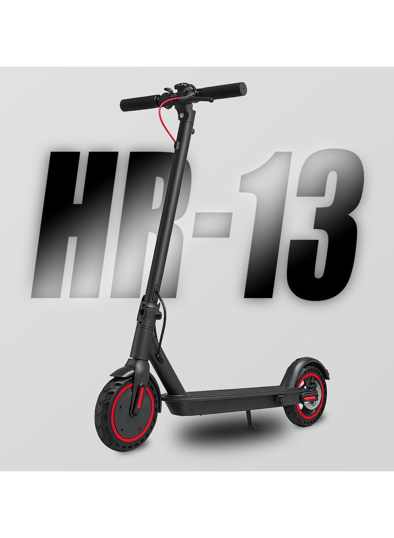 HR-13 Foldable Electric Scooter – 8.5″ Tires, 350W Motor (500W Peak) up to 30km/h, 25–30km Range, Dual Brakes (E-ABS + Disc), 14kg Heavy-Duty Steel Frame for Adults