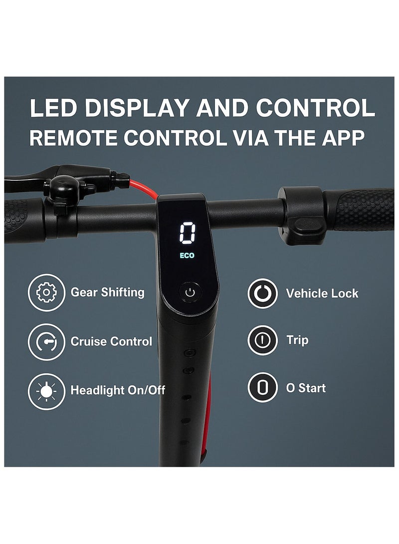 HR-13 Foldable Electric Scooter – 8.5″ Tires, 350W Motor (500W Peak) up to 30km/h, 25–30km Range, Dual Brakes (E-ABS + Disc), 14kg Heavy-Duty Steel Frame for Adults