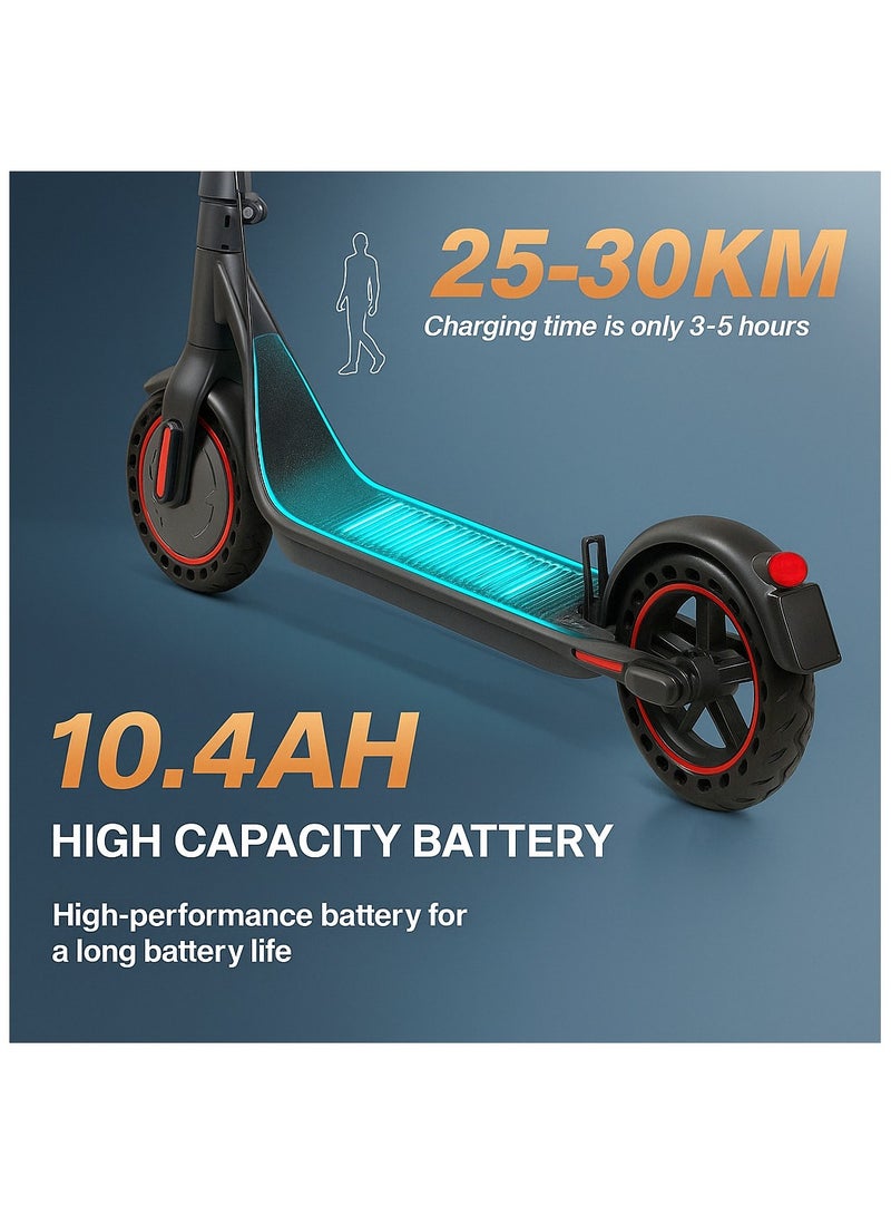 HR-13 Foldable Electric Scooter – 8.5″ Tires, 350W Motor (500W Peak) up to 30km/h, 25–30km Range, Dual Brakes (E-ABS + Disc), 14kg Heavy-Duty Steel Frame for Adults