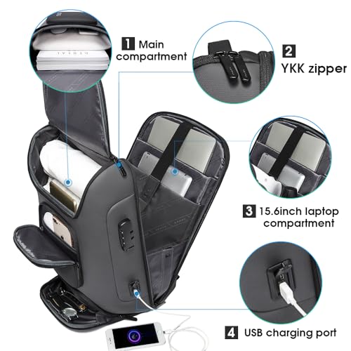 BANGE Business Laptop Backpack Fit for 15.6 INCH,Travel Backpack with USB Charging Port,Men Travel Backpack with Water Bottle Holder for Men and Women… - Image 3
