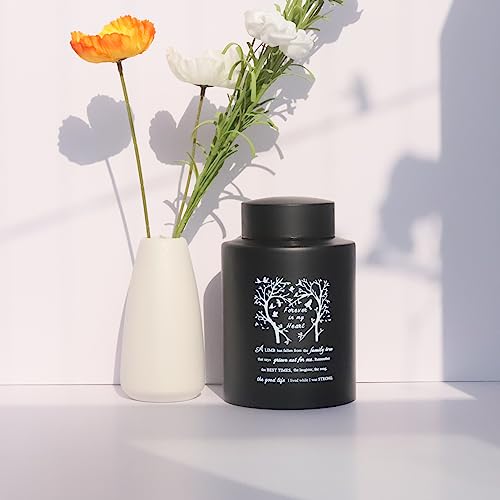 BRUKUSUR 6 Inches Small Urn for Human Ashes Stainless Steel Mini Cremation Urn Small Keepsake Urn Memorial Ashes Container-Black - Image 2