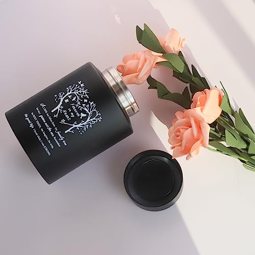 BRUKUSUR 6 Inches Small Urn for Human Ashes Stainless Steel Mini Cremation Urn Small Keepsake Urn Memorial Ashes Container-Black - Image 3
