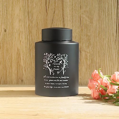 BRUKUSUR 6 Inches Small Urn for Human Ashes Stainless Steel Mini Cremation Urn Small Keepsake Urn Memorial Ashes Container-Black - Image 5