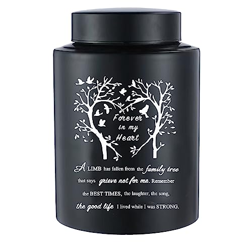 BRUKUSUR 6 Inches Small Urn for Human Ashes Stainless Steel Mini Cremation Urn Small Keepsake Urn Memorial Ashes Container-Black - Image 1