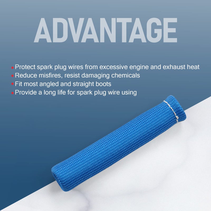 JDMSPEED 1200Â° Spark Plug Wire Boots Heat Shield Protector Sleeve Cover Replacement For SBC BBC 350 454 6 Inch 8PCS Blue - Image 4