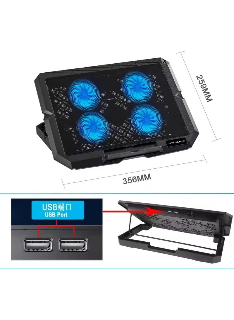 Laptop Cooling Pad with 4 Quiet Fans and LED Lights – Powerful Air Cooling for Laptops - Image 3