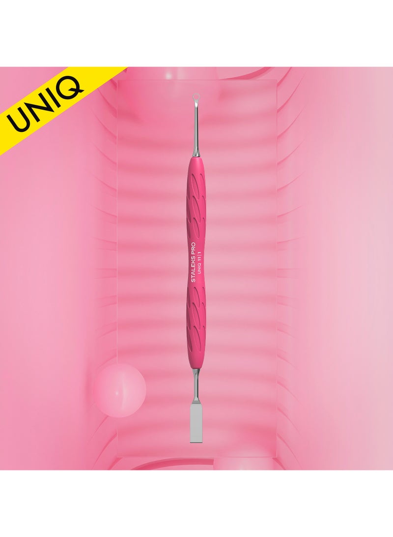STALEKS PRO Manicure pusher Gummy with silicone handle - UNIQ 11 | TYPE 1 (straight flat and loop pusher) - Image 1