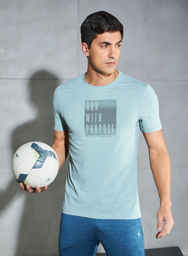 Technosport Graphic Print 4-Way Stretch Slim Fit T-Shirt