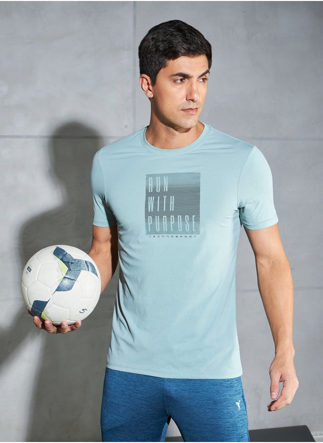 Technosport Graphic Print 4-Way Stretch Slim Fit T-Shirt  - Image 4