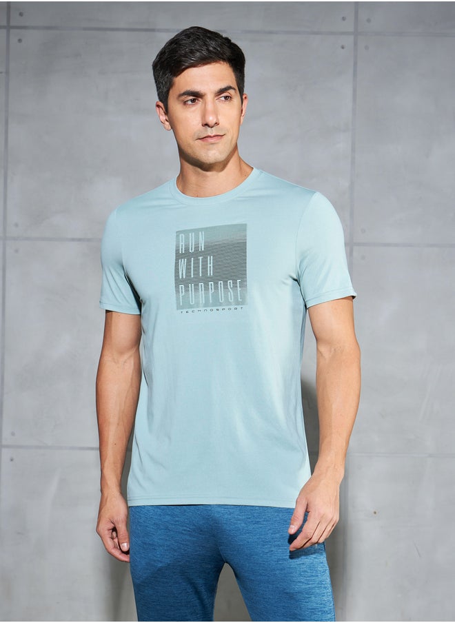 Technosport Graphic Print 4-Way Stretch Slim Fit T-Shirt  - Image 1