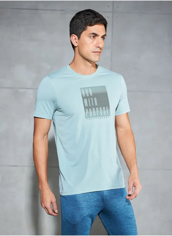 Technosport Graphic Print 4-Way Stretch Slim Fit T-Shirt