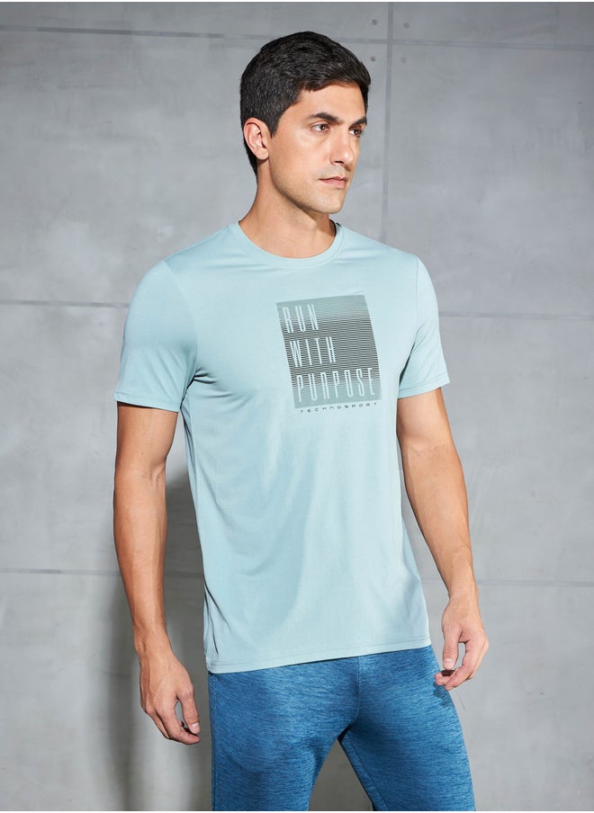 Technosport Graphic Print 4-Way Stretch Slim Fit T-Shirt  - Image 2