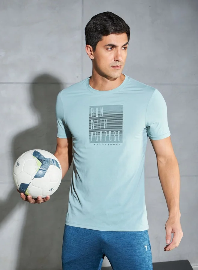 Technosport  Graphic Print 4-Way Stretch Slim Fit T-Shirt for Men | Best Price UAE