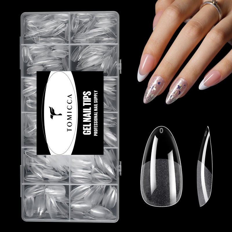 TOMICCA Medium Almond Nail Tips 240Pcs Half Matte Pre Shaped No Filing Almond Nail Tips 15 Sizes Full Cover Clear Acrylic Nails for Nail Art Gel Nail Extension Tips for Beginners Professionals - Image 2