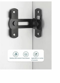 KASTWAVE Barn Door Lock with 90 Degree Stainless Steel Right Angle Buckle Gate Latch for Sliding Door Black(2 Pack)  - Image 2