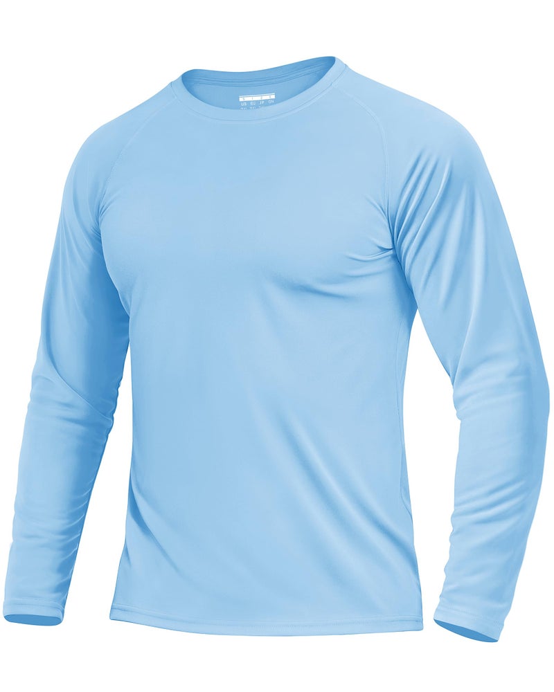 Boladeci Mens Long Sleeve T Shirts UPF 50+ Sun Protection Clothing UV SPF Shirts Rash Guard Moisture Wicking Performance Summer Gym Swim Shirts(Blue) - Image 1