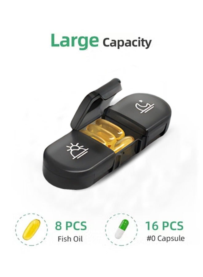 دي إم جي تك منظم الأقراص الأسبوعية الكبيرة الإضافية 3 مرات في اليوم، صندوق الأقراص من جانب واحد مفتوح 7 أيام للتعبئة السهلة، حماية خصوصية الأسود علبة الأقراص من الساعة صباحًا مساءً (أسود) - Image 4