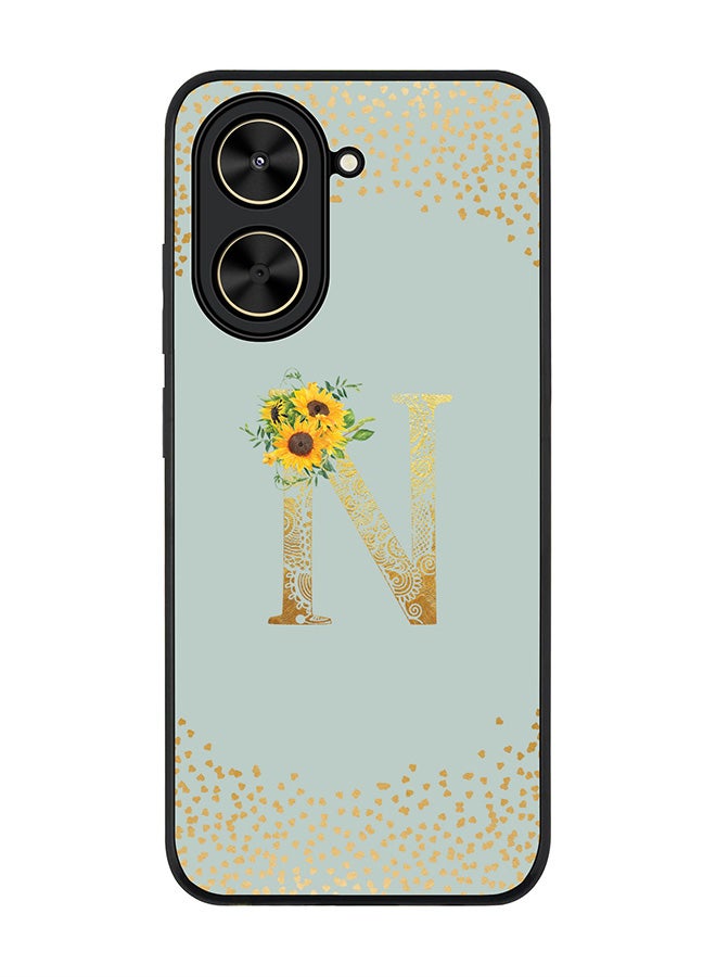 Stylizedd For Xiaomi Poco C71 / Redmi A5 4G Case,Slim fit Camera Protection, Shockproof Thin Phone cover  - Custom Floral Monogram - N  (Light Grey )