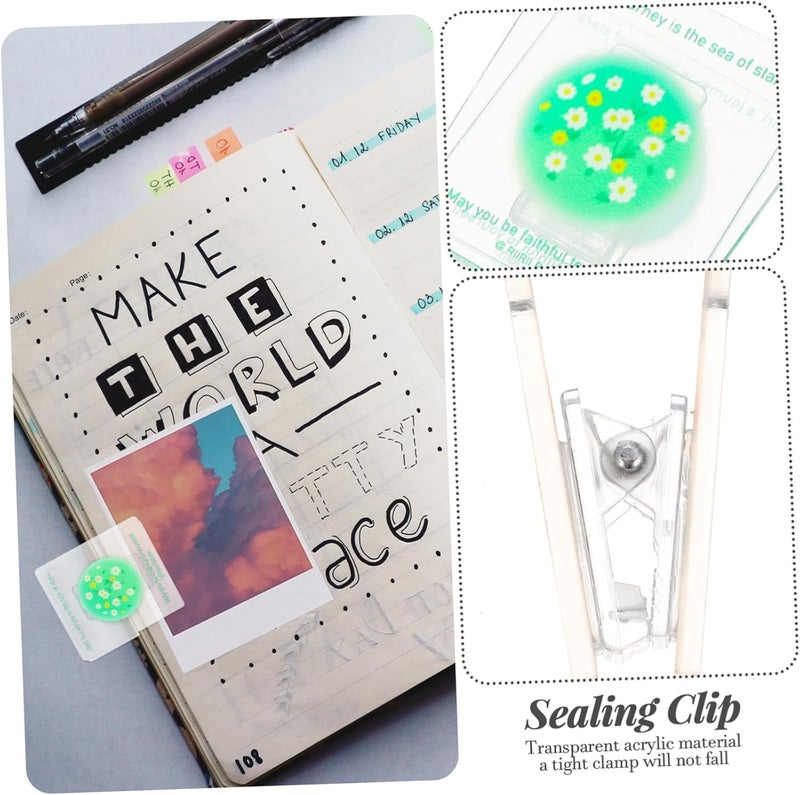 7pcs Acrylic Folder Clips Tulip Pattern Portable Multi-Function Paper Clamp for Office Organization and Document Holding Style - Image 3