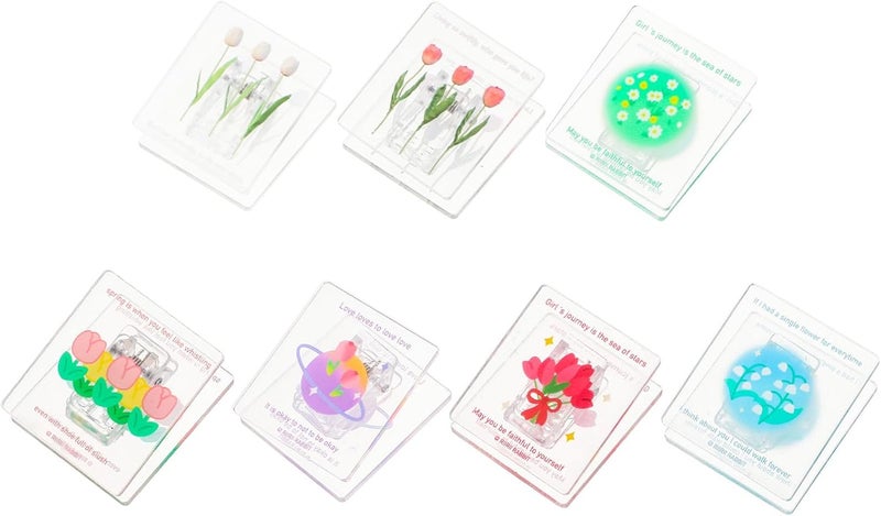 7pcs Acrylic Folder Clips Tulip Pattern Portable Multi-Function Paper Clamp for Office Organization and Document Holding Style - Image 1