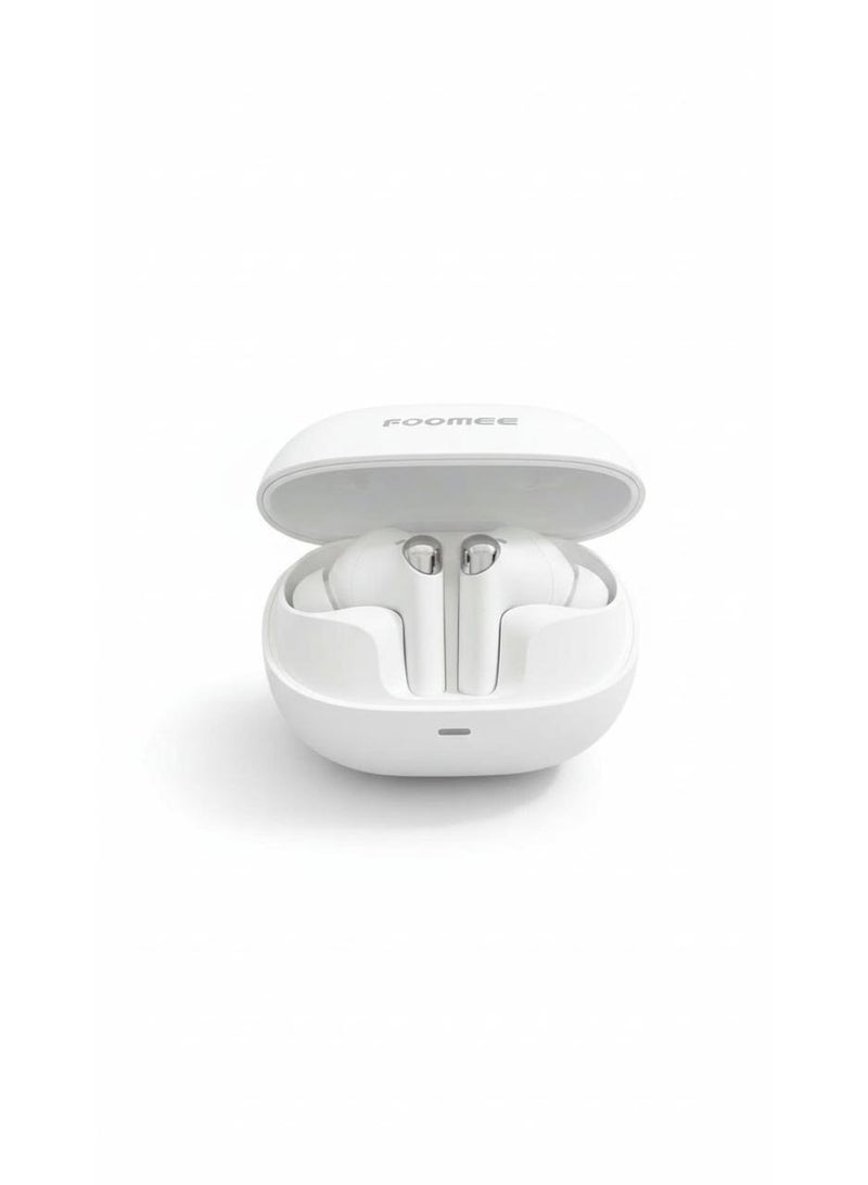 FOOMEE TWS PA28 Earbuds - Bluetooth 5.4 - Pure HiFi HD Sound - 400mAh Battery Supports 25 Hours of Operation - White - Image 1
