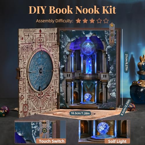 CCCDF Magic Book Nook Kit DIY Miniature Dollhouse Booknook Kit Bookend Bookshelf Insert Decor with LED Light for Teens and Adults Circle of Magic - Image 5