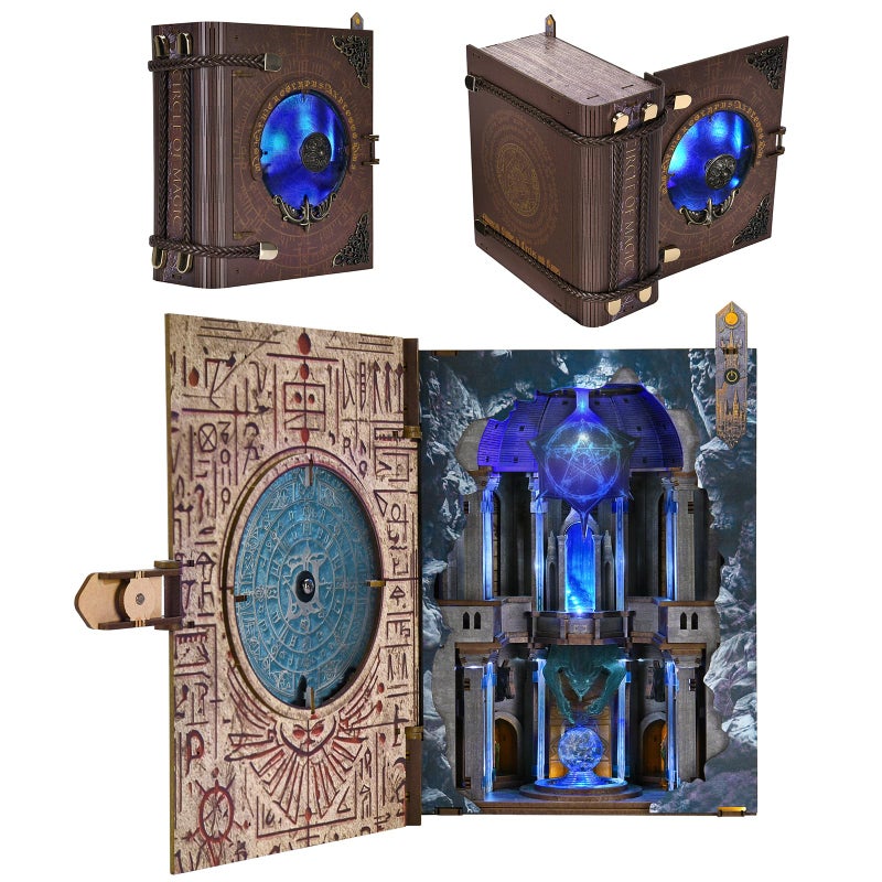 CCCDF Magic Book Nook Kit DIY Miniature Dollhouse Booknook Kit Bookend Bookshelf Insert Decor with LED Light for Teens and Adults Circle of Magic - Image 3