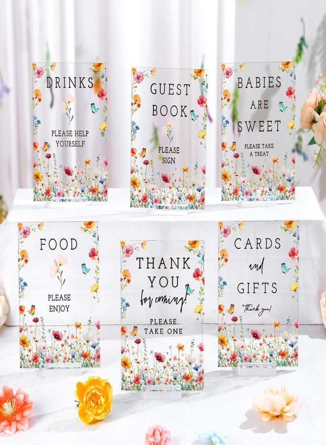 Vercraft Wildflowers Baby in Bloom Table Decorations Take One Sign Thank You Acrylic Sign Centerpieces with Stand 5 x 7" Wedding Birthday Party Decorations for Guests Gifts - Image 1