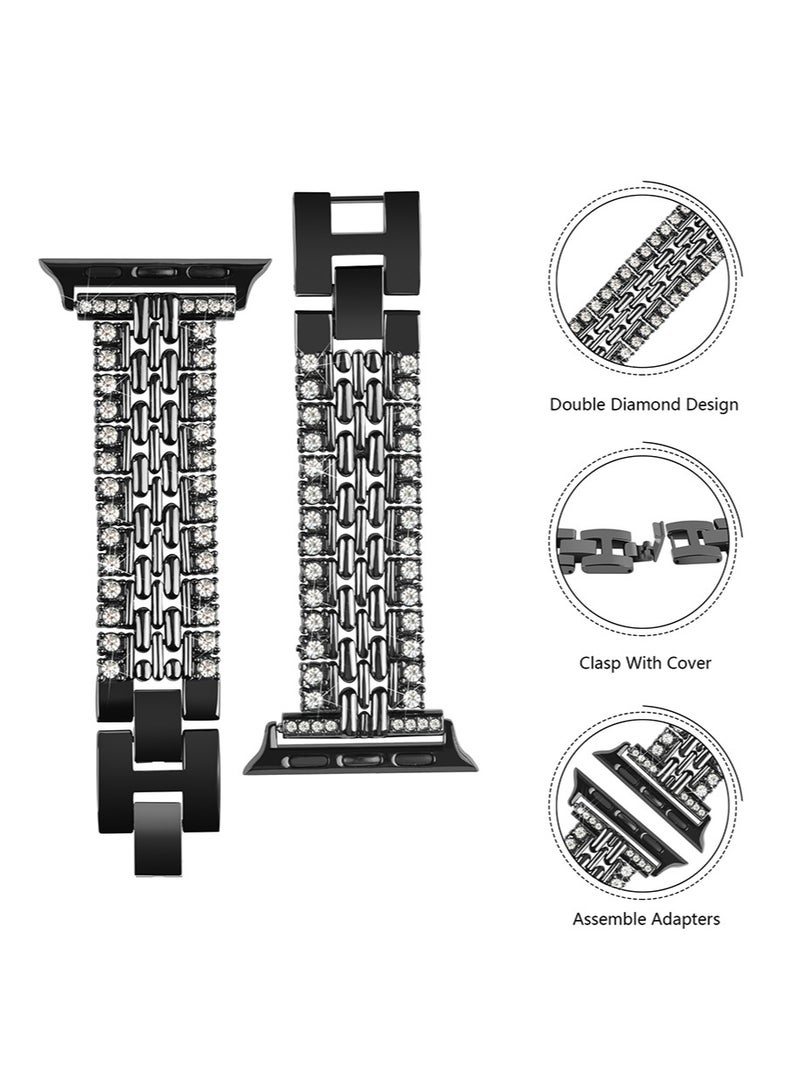 Compatible for Apple Watch Band 41mm 40mm 38mm Women Slim Jewelry Bling Band, Diamond Rhinestone Bracelet Replacement Metal Strap for iWatch Series SE/9/8/7/6/5/4/3/2/1 - Image 3