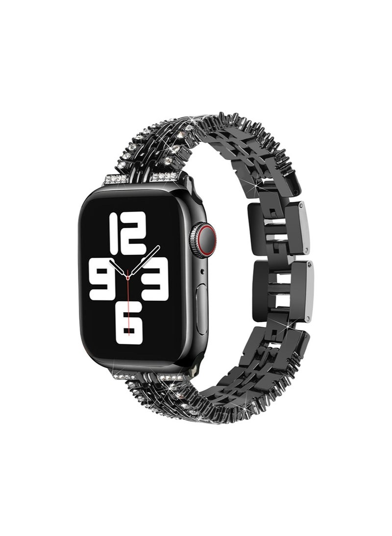 Compatible for Apple Watch Band 41mm 40mm 38mm Women Slim Jewelry Bling Band, Diamond Rhinestone Bracelet Replacement Metal Strap for iWatch Series SE/9/8/7/6/5/4/3/2/1 - Image 4